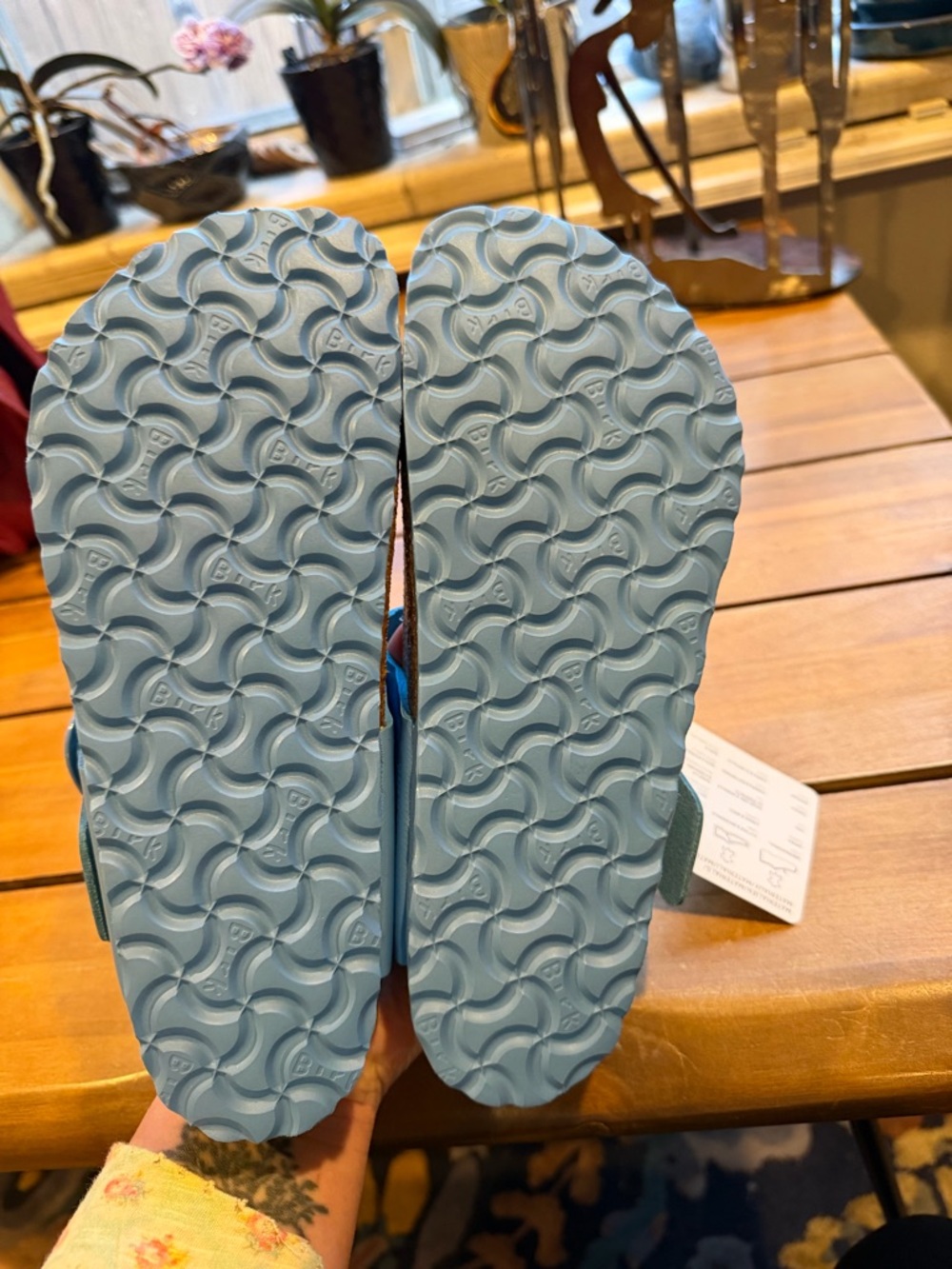 Birkenstock Gizeh Leather and Cork Thong Sandals in Light Blue Size EU 37 - Picture 6 of 7
